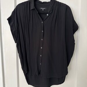 Madewell Black Short Sleeve Button-Up Blouse